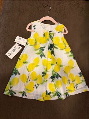 Pippa & Julie White Dress with Yellow Lemon Print